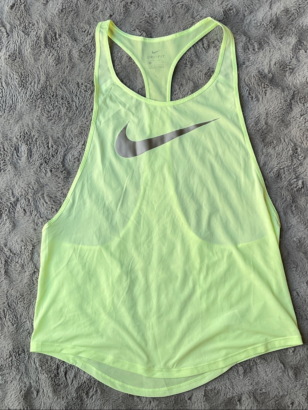 Nike Dri-FIT Neon Yellow Racerback Tank with Silver Swoosh